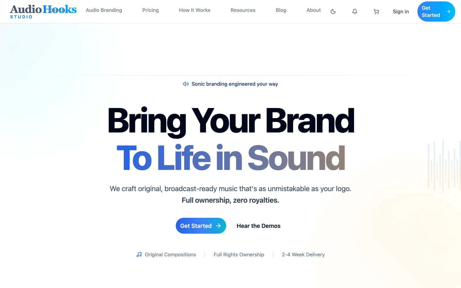 Audio Hooks Studio website built by Get My Website Built