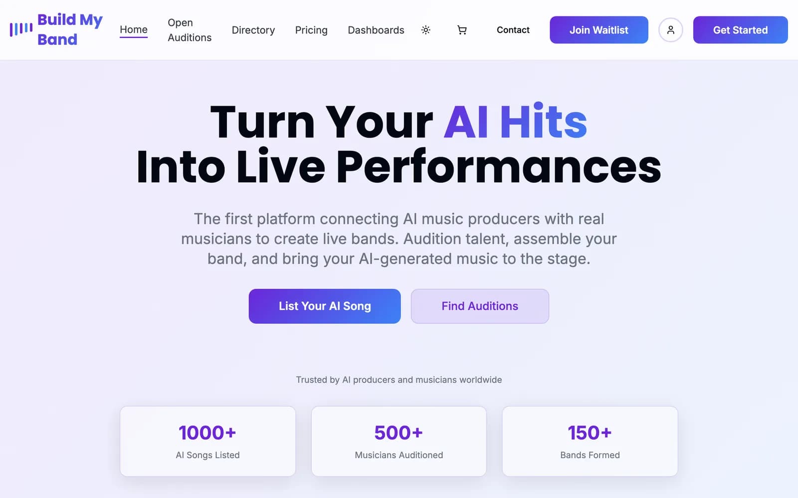 Build My Band website built by Get My Website Built