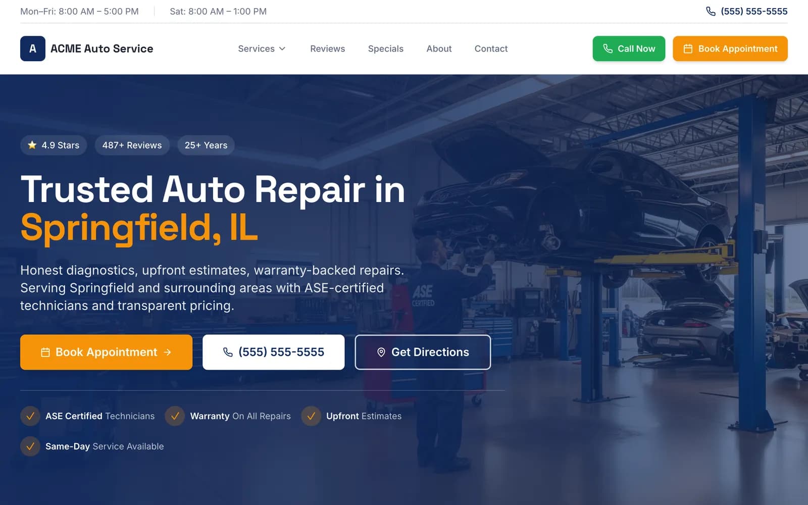 Auto Services website template built by Get My Website Built