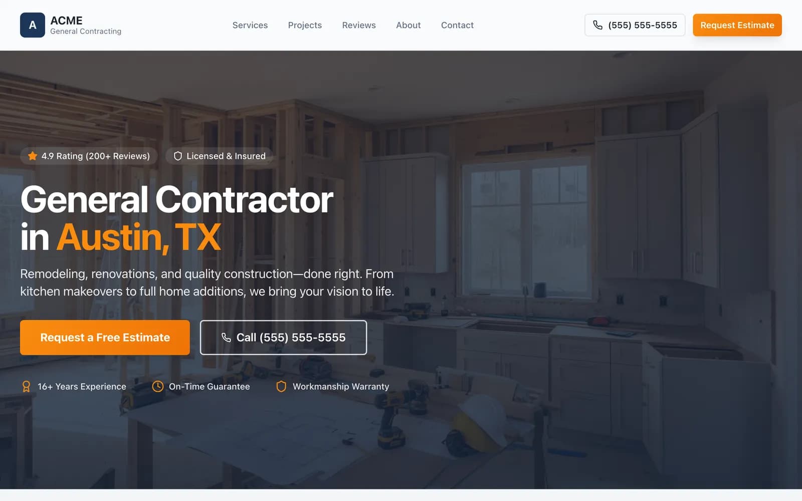General Contracting website template built by Get My Website Built